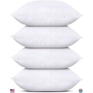 NWT Set of 4 White 18x18 Decorative Throw Pillows for Sofa, Bed, Couch